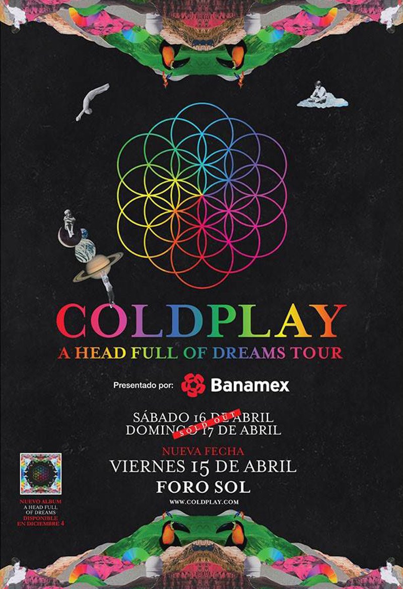 Coldplay cartel Mexico 2016 fechas completas