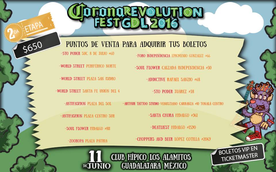 Revolution Fest 2016 GDL Puntos de venta